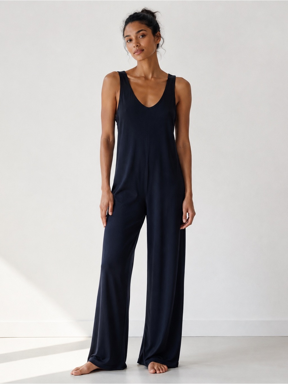 Marine Layer Lexi Navy Rib Lounge Jumpsuit SZ S